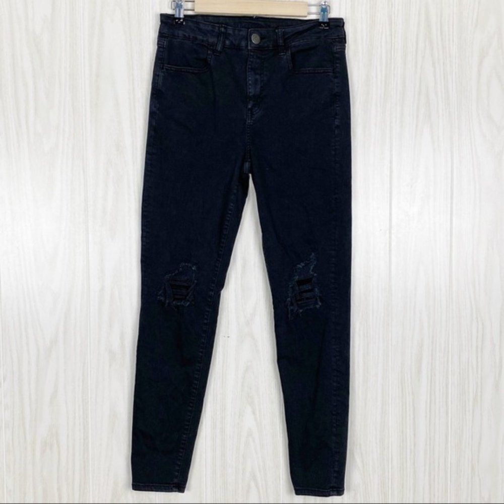 American Eagle | Distressed Lace  Detail High Rise Jegging Size 10